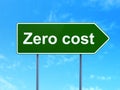 Business concept: Zero cost on road sign background Royalty Free Stock Photo