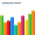 Business conceptual background with a isometric colorful graph or chart going up high.