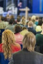 Business Conference Concept and Ideas. Lecturer Speaking In front of the Large Group of People Royalty Free Stock Photo