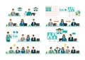 Business conference concept. Vector illustration of people having a meeting. Concept for conference, boardroom Royalty Free Stock Photo