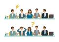 Business conference concept. Vector illustration of people having a meeting. Concept for conference, boardroom Royalty Free Stock Photo