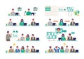 Business conference concept. Vector illustration of people having a meeting. Concept for conference, boardroom Royalty Free Stock Photo