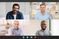 Business conference during covid-19 quarantine, online call with employees, modern devices Royalty Free Stock Photo