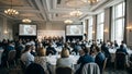 Business conference with panel discussion at corporate event Royalty Free Stock Photo