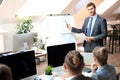 Business conference presentation with team training flipchart office. Royalty Free Stock Photo