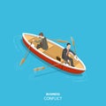 Business conflict flat isometric low poly vector concept