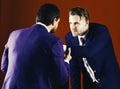 Business confrontation concept. Man in jacket or businessman