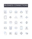 Business connections line icons collection. Professional contacts, Commercial alliances, Corporate partnerships