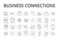 Business connections line icons collection. Professional contacts, Commercial alliances, Corporate partnerships