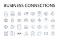 Business connections line icons collection. Professional contacts, Commercial alliances, Corporate partnerships