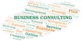 Business Consulting typography vector word cloud. Royalty Free Stock Photo