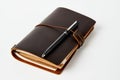 Business contact book and pen, close-up Royalty Free Stock Photo