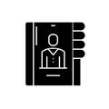 Business contacts black icon, vector sign on isolated background. Business contacts concept symbol, illustration Royalty Free Stock Photo
