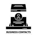 business contacts icon, black  sign with  strokes, concept illustration Royalty Free Stock Photo