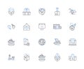 Business continuity line icons collection. Contingency, Disaster, Risk, Preparedness, Continuity, Recovery, Resilience