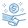 business contract handshake doodle icon hand drawn illustration