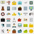 Business contract icons set, flat style Royalty Free Stock Photo