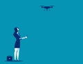 Business control drone flying. Concept business vector illustrat