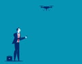 Business control drone flying. Concept business vector illustrat