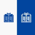 Business, Copyright, Digital, Law, Records Line and Glyph Solid icon Blue banner Line and Glyph Solid icon Blue banner