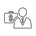 Business, corporate, executive outline icon. Line art vector