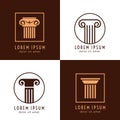 Business corporate identity with columns. Ancient column logo vector set