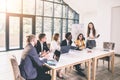 Business Corporate People Working Concept. Three women and three men having discussion and working together Royalty Free Stock Photo