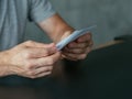 Business correspondence man opening letter Royalty Free Stock Photo