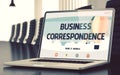 Business Correspondence - on Laptop Screen. Closeup. 3D. Royalty Free Stock Photo