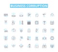 Business corruption linear icons set. Bribery, Embezzlement, Fraud, Scandal, Manipulation, Kickbacks, Misappropriation Royalty Free Stock Photo