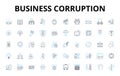 Business corruption linear icons set. Bribery, Embezzlement, Fraud, Scandal, Manipulation, Kickbacks, Misappropriation Royalty Free Stock Photo