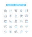Business corruption vector line icons set. Bribery, Fraud, Embezzlement, Extortion, Collusion, Rigging, Monopoly Royalty Free Stock Photo