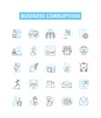 Business corruption vector line icons set. Bribery, Fraud, Embezzlement, Extortion, Collusion, Rigging, Monopoly Royalty Free Stock Photo