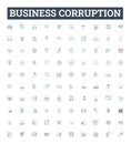 Business corruption vector line icons set. Bribery, Fraud, Embezzlement, Extortion, Collusion, Rigging, Monopoly Royalty Free Stock Photo