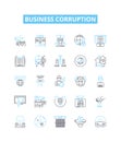 Business corruption vector line icons set. Bribery, Fraud, Embezzlement, Extortion, Collusion, Rigging, Monopoly Royalty Free Stock Photo