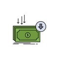 Business, cost, cut, expense, finance, money Flat Color Icon Vector Royalty Free Stock Photo