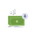 Business, cost, cut, expense, finance, money Flat Color Icon Vector Royalty Free Stock Photo