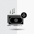 Business, cost, cut, expense, finance, money Glyph Icon on Transparent Background. Black Icon Royalty Free Stock Photo