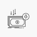 Business, cost, cut, expense, finance, money Line Icon. Vector isolated illustration Royalty Free Stock Photo
