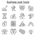 Business cost icon set in thin line style