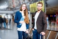 Business couple at the airport Royalty Free Stock Photo