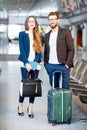 Business couple at the airport Royalty Free Stock Photo