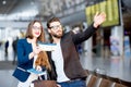 Business couple at the airport Royalty Free Stock Photo