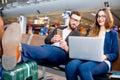 Business couple at the airport Royalty Free Stock Photo