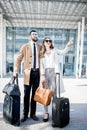 Business couple near the airport Royalty Free Stock Photo