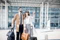 Business couple near the airport Royalty Free Stock Photo