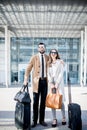 Business couple near the airport Royalty Free Stock Photo