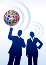Business Couple with Flags Globe Royalty Free Stock Photo
