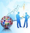 Business Couple with Flags Globe Royalty Free Stock Photo
