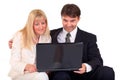 Business couple with laptop Royalty Free Stock Photo